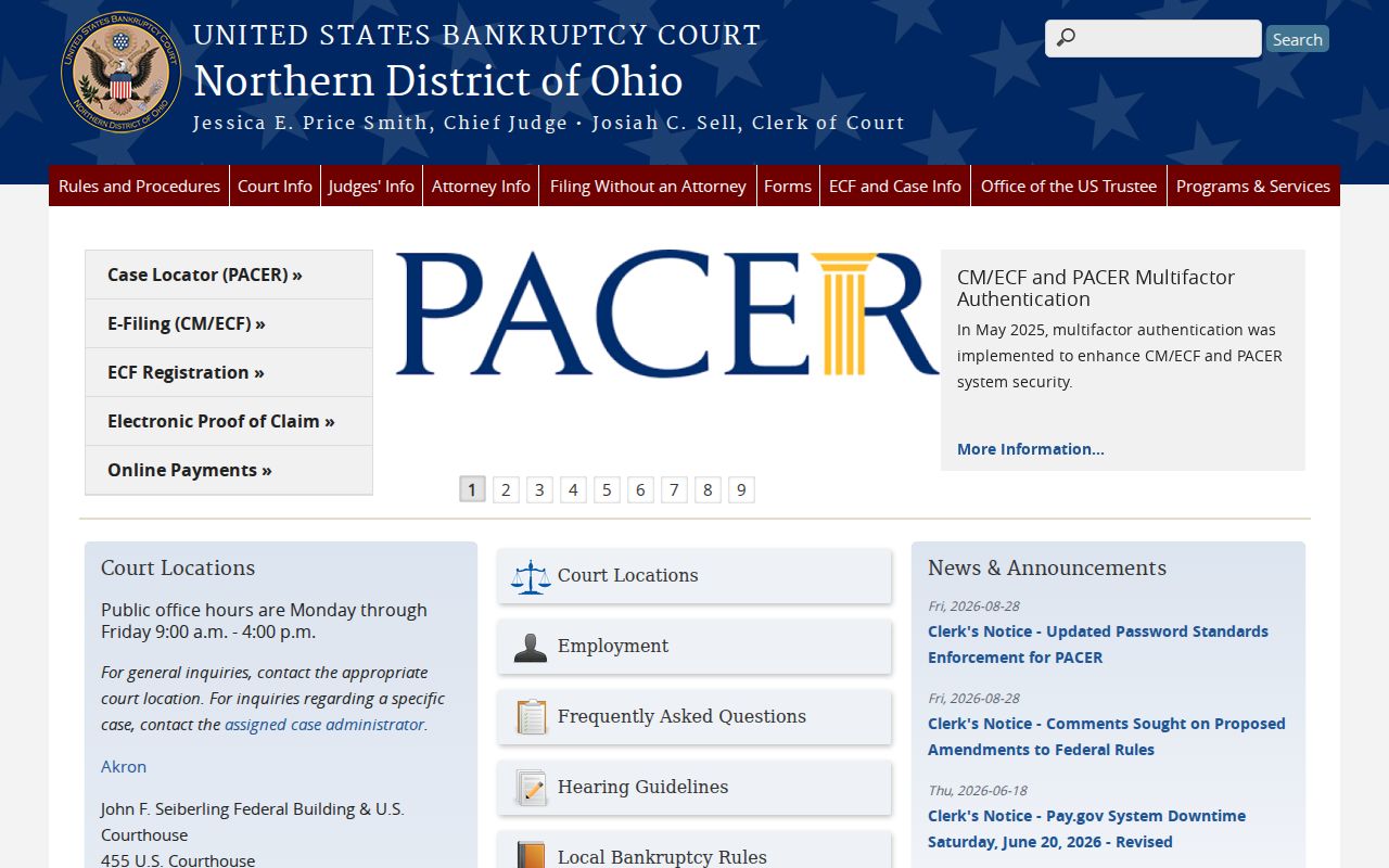 Trumbull County docket search Northern District bankruptcy court context