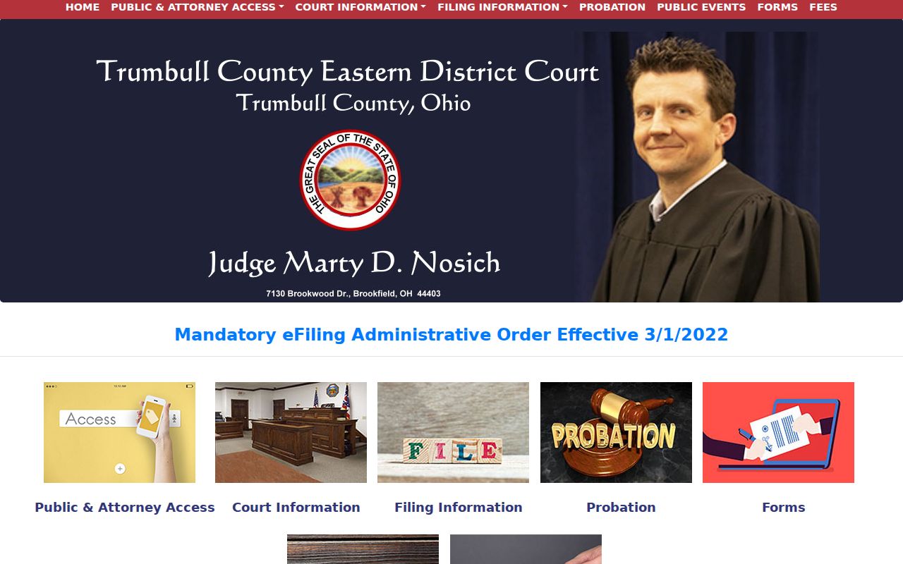 Trumbull County court schedule Eastern District Court access page