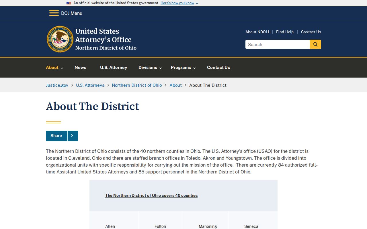 Trumbull court records Northern District of Ohio information