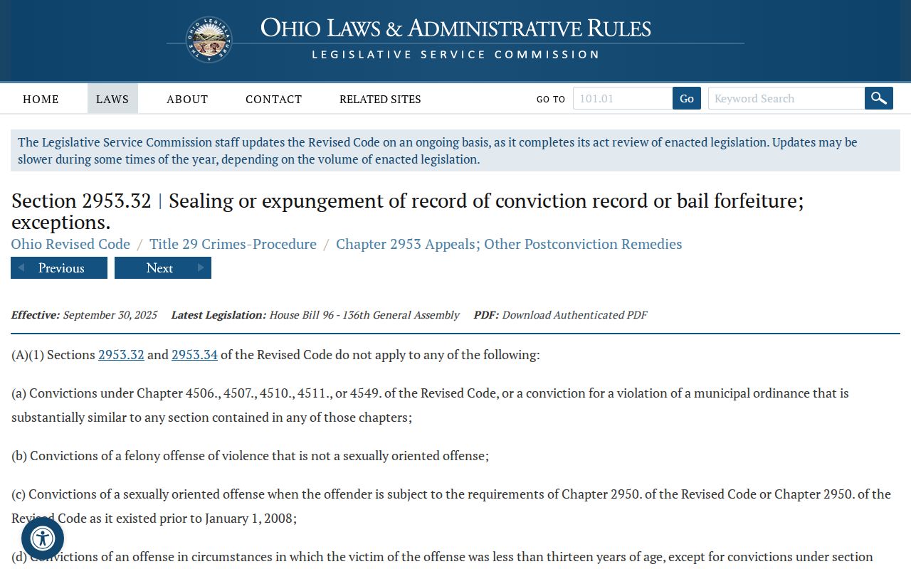 Trumbull County criminal docket adult sealing statute